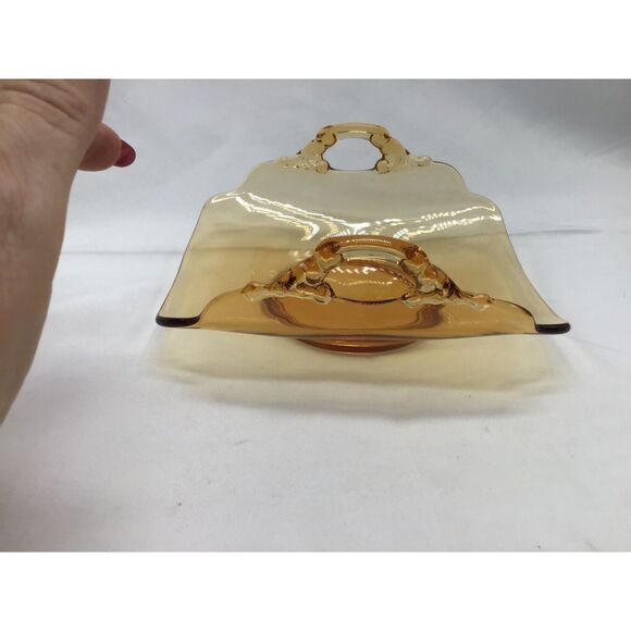 Cambridge Amber Depression Glass Grape Bon Bon Candy Dish MCM Granny Cottage - Picture 4 of 7